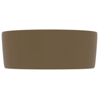 Lavabo rotondo di lusso da appoggio WC lavabo bagno guardaroba cucina interno casa 40 x 15 cm ceramica crema opaca 02_0002760