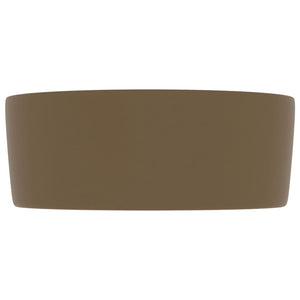 Lavabo rotondo di lusso da appoggio WC lavabo bagno guardaroba cucina interno casa 40 x 15 cm ceramica crema opaca 02_0002760