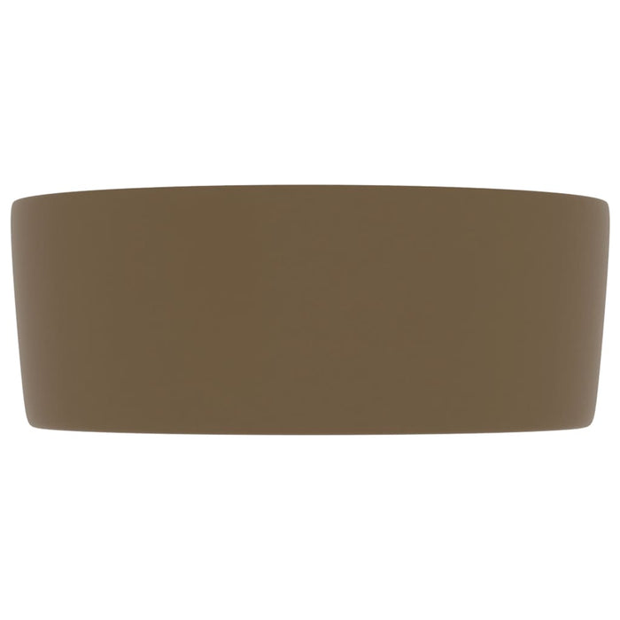 Lavabo rotondo di lusso da appoggio WC lavabo bagno guardaroba cucina interno casa 40 x 15 cm ceramica crema opaca 02_0002760