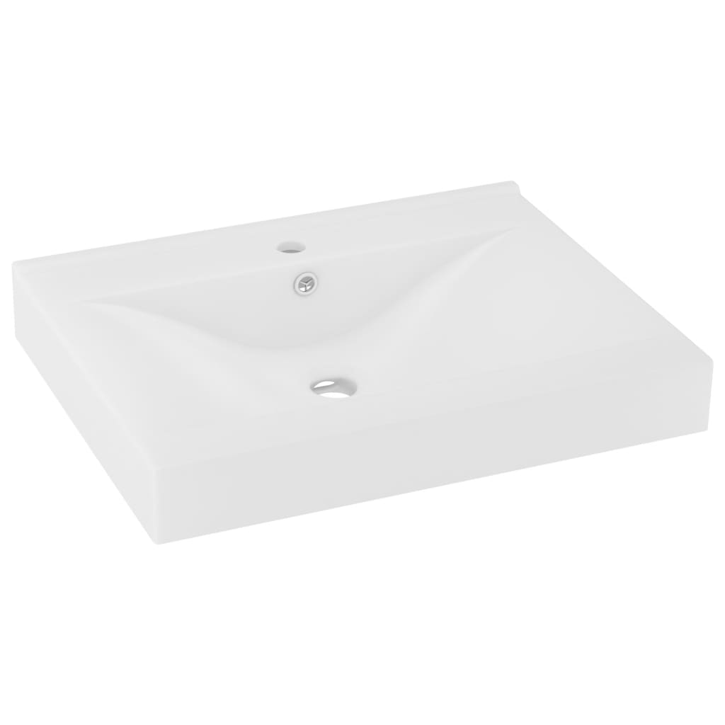 Lavabo bagno con foro rubinetto 60x46 cm ceramica bianco opaco 02_0002762