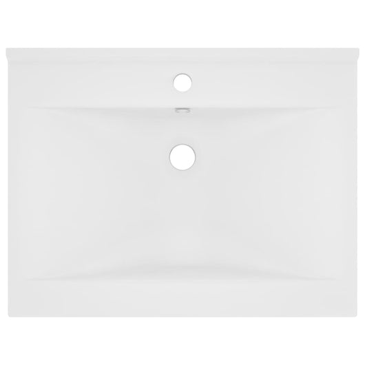 Lavandino-Lavello con Foro Rubinetto Bianco Opaco 60x46 cm in Ceramica
