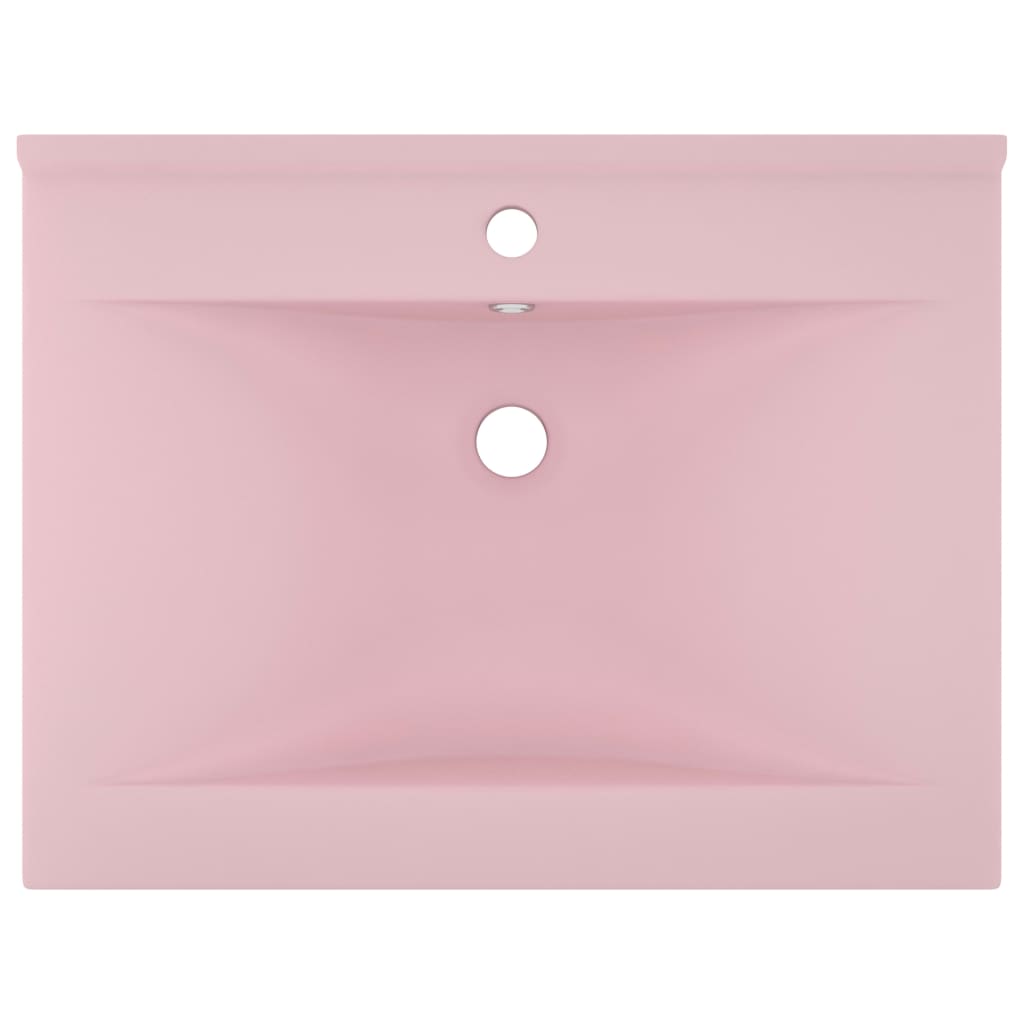 Lavandino con Foro Rubinetto Rosa Opaco 60x46 cm in Ceramica cod mxl 47998