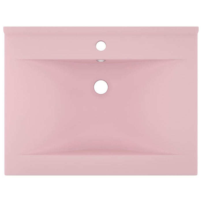 Lavandino con Foro Rubinetto Rosa Opaco 60x46 cm in Ceramica cod mxl 47998