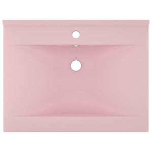Lavandino con Foro Rubinetto-Lavabo-Lavello Rosa Opaco 60x46 cm in Ceramica