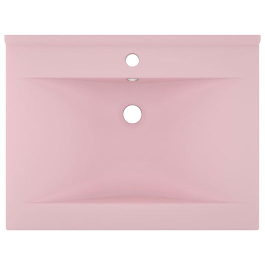 Lavabo con foro per rubinetto lavabo da appoggio wc lavabo bagno cucina interno casa 60 x 46 cm ceramica rosa opaco 02_0002763