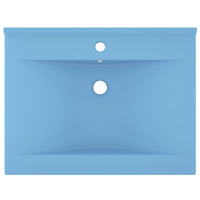 Lavandino con Foro Rubinetto-Lavabo-Lavello Azzurro Opaco 60x46 cm in Ceramica