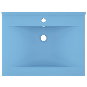 Lavandino con Foro Rubinetto-Lavabo-Lavello Azzurro Opaco 60x46 cm in Ceramica
