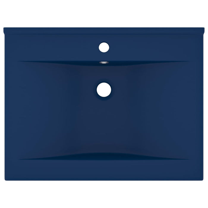 Lavandino con Foro Rubinetto-Lavabo-Lavello Blu Scuro Opaco 60x46 cm in Ceramica