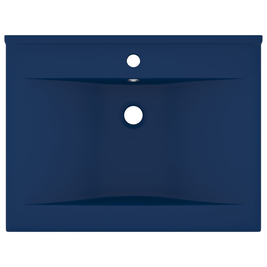 Lavabo con foro per rubinetto lavabo da appoggio wc lavabo bagno cucina interno casa 60 x 46 cm ceramica blu scuro opaco 02_0002765