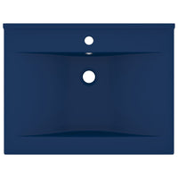 Lavabo con foro per rubinetto lavabo da appoggio wc lavabo bagno cucina interno casa 60 x 46 cm ceramica blu scuro opaco 02_0002765