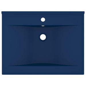 Lavabo con foro per rubinetto lavabo da appoggio wc lavabo bagno cucina interno casa 60 x 46 cm ceramica blu scuro opaco 02_0002765