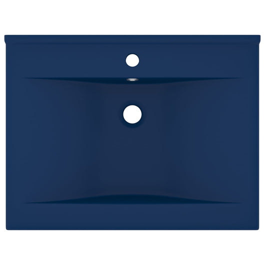 Lavabo con foro per rubinetto lavabo da appoggio wc lavabo bagno cucina interno casa 60 x 46 cm ceramica blu scuro opaco 02_0002765