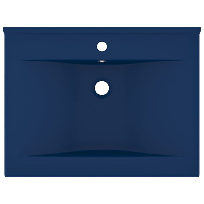 Lavabo con foro per rubinetto lavabo da appoggio wc lavabo bagno cucina interno casa 60 x 46 cm ceramica blu scuro opaco 02_0002765
