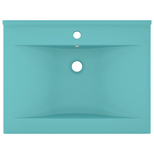 Lavabo con foro per rubinetto lavabo da appoggio wc lavabo bagno cucina interno casa 60 x 46 cm ceramica verde chiaro opaco 02_0002766