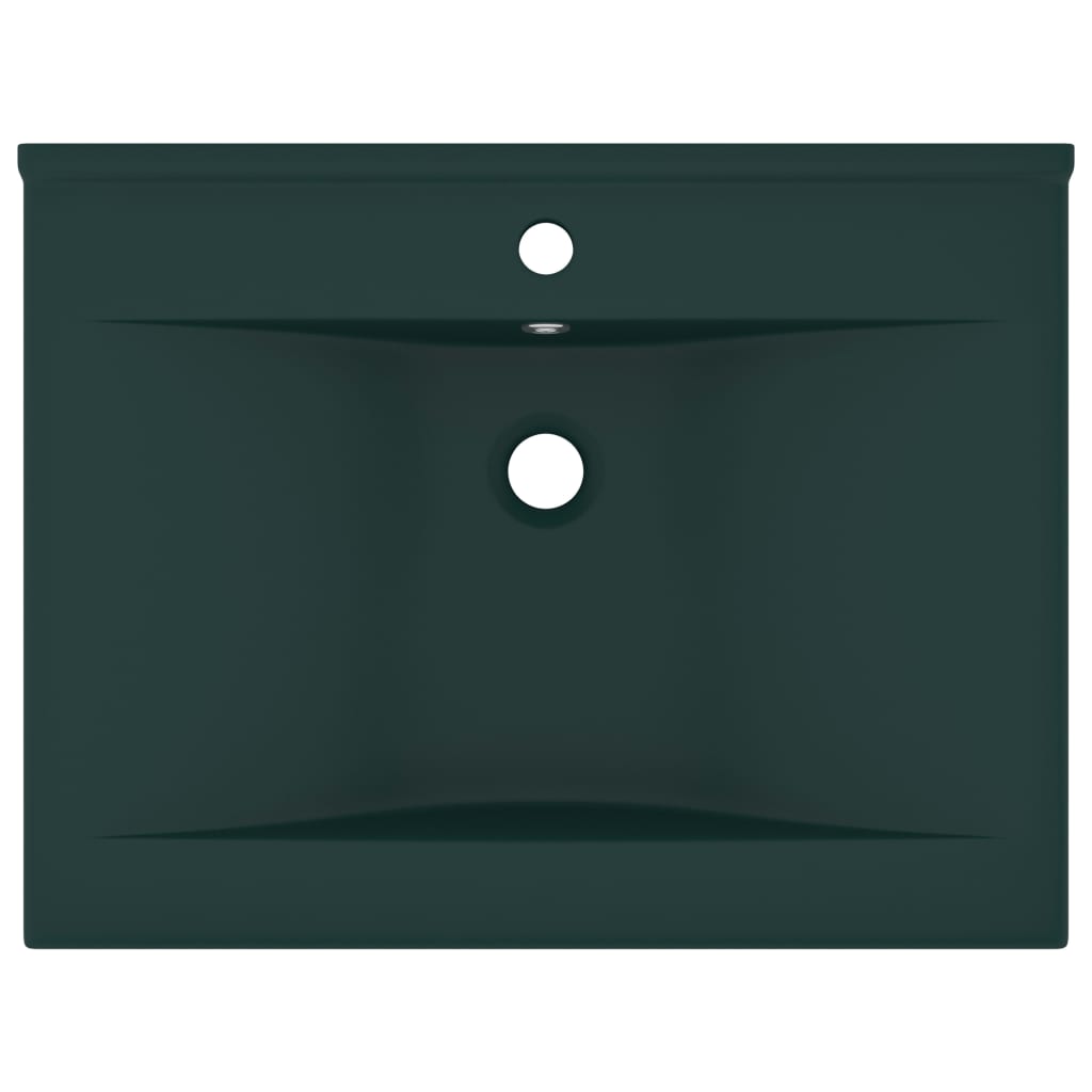 Lavabo con Foro Rubinetto Verde Scuro Opaco 60x46cm in Ceramica 147025