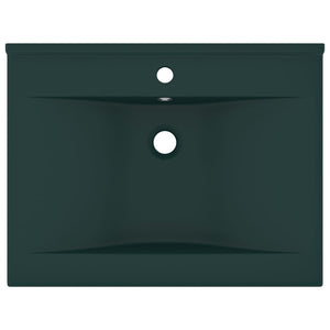 Lavabo con Foro Rubinetto Verde Scuro Opaco 60x46cm in Ceramica 147025