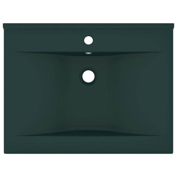 Lavabo con Foro Rubinetto-Lavandino-Lavello Verde Scuro Opaco 60x46cm in Ceramica