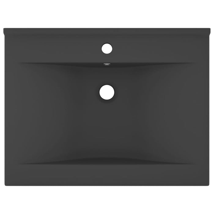 Lavabo bagno con foro rubinetto 60x46 cm ceramica grigio scuro opaco 02_0002769