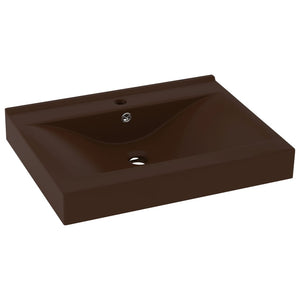Lavabo con foro per rubinetto lavabo da appoggio wc lavabo bagno stanza cosmetica 60 x 46 cm ceramica testa di moro opaca 02_0002770