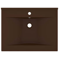 Lavabo con Foro Rubinetto Marrone Scuro Opaco 60x46cm Ceramica 147028