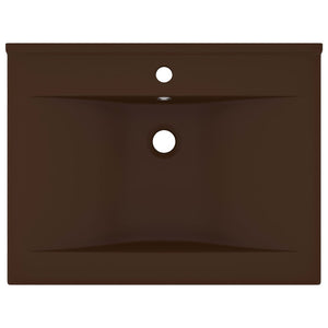 Lavabo con Foro Rubinetto Marrone Scuro Opaco 60x46cm Ceramica 147028