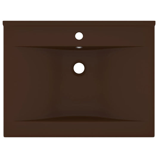 Lavabo con foro per rubinetto lavabo da appoggio wc lavabo bagno stanza cosmetica 60 x 46 cm ceramica testa di moro opaca 02_0002770