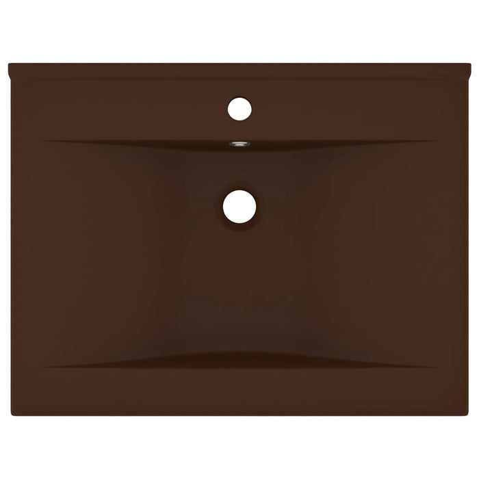 Lavabo con foro per rubinetto lavabo da appoggio wc lavabo bagno stanza cosmetica 60 x 46 cm ceramica testa di moro opaca 02_0002770