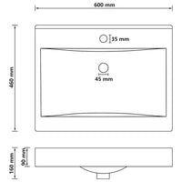 Lavandino con Foro Rubinetto Nero Opaco 60x46 cm in Ceramica 147030