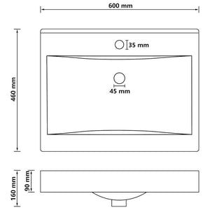 Lavandino con Foro Rubinetto Nero Opaco 60x46 cm in Ceramica 147030