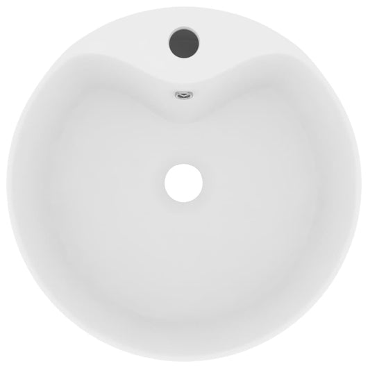 Lavabo di lusso con troppopieno da appoggio WC lavabo bagno stanza cosmetica casa 36 x 13 cm ceramica bianca opaca 02_0002773