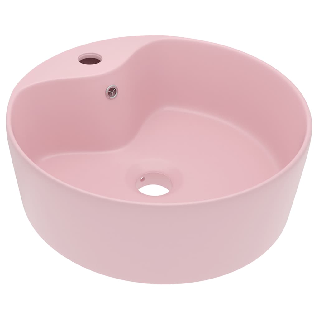 Lavabo di lusso con troppopieno da appoggio wc lavabo bagno stanza cosmetica casa 36x13 cm ceramica rosa opaco 02_0002774