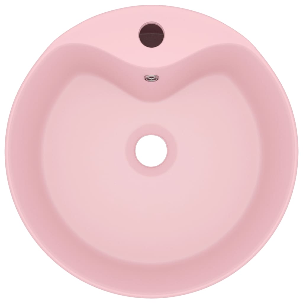 Lavabo di lusso con troppopieno da appoggio wc lavabo bagno stanza cosmetica casa 36x13 cm ceramica rosa opaco 02_0002774