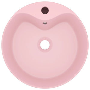 Lavabo di lusso con troppopieno da appoggio wc lavabo bagno stanza cosmetica casa 36x13 cm ceramica rosa opaco 02_0002774