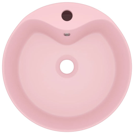 Lavabo di lusso con troppopieno da appoggio wc lavabo bagno stanza cosmetica casa 36x13 cm ceramica rosa opaco 02_0002774