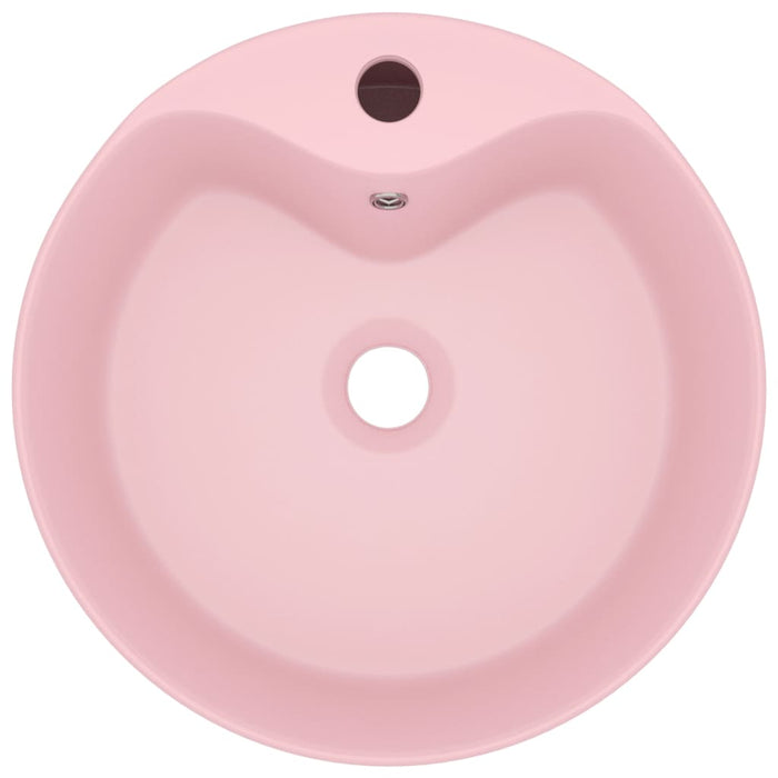 Lavabo di lusso con troppopieno da appoggio wc lavabo bagno stanza cosmetica casa 36x13 cm ceramica rosa opaco 02_0002774