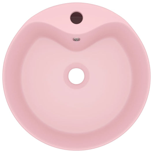 Lavandino-Lavello con Troppopieno Rosa Opaco 36x13 cm in Ceramica