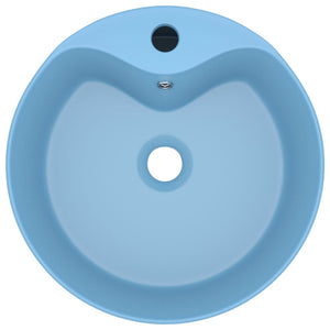 Lavandino con Troppopieno Azzurro Opaco 36x13 cm in Ceramica