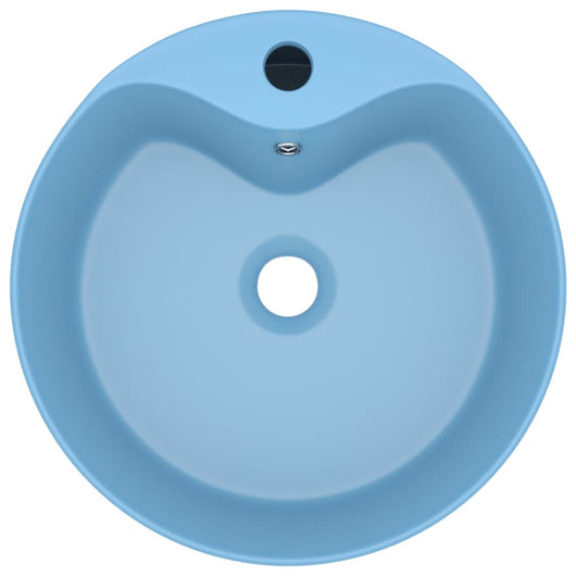 Lavandino-Lavello con Troppopieno Azzurro Opaco 36x13 cm in Ceramica