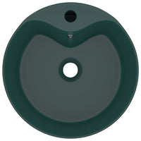 Lavabo di lusso con troppopieno da appoggio WC lavabo bagno stanza cosmetica casa 36 x 13 cm ceramica verde scuro opaco 02_0002778