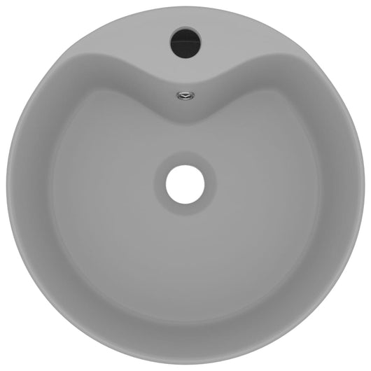Lavabo di lusso con troppopieno da appoggio WC lavabo bagno stanza cosmetica casa 36x13 cm ceramica grigio chiaro opaco 02_0002779