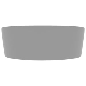 Lavabo di lusso con troppopieno da appoggio WC lavabo bagno stanza cosmetica casa 36x13 cm ceramica grigio chiaro opaco 02_0002779