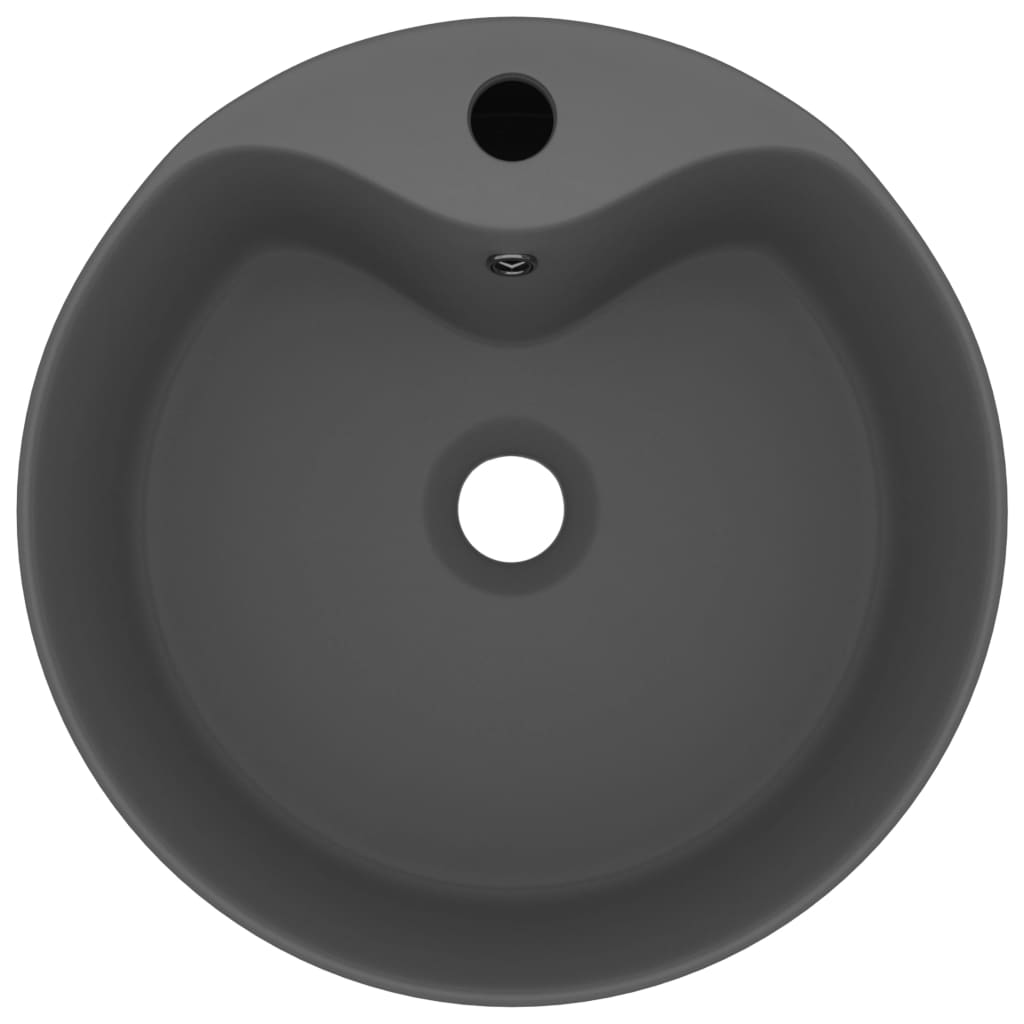 Lavandino con Troppopieno Grigio Scuro Opaco 36x13 cm Ceramica 147038