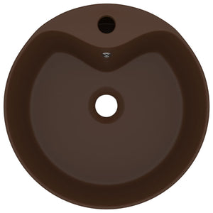 Lavandino con Troppopieno Marrone Scuro Opaco 36x13 cm Ceramica 147039