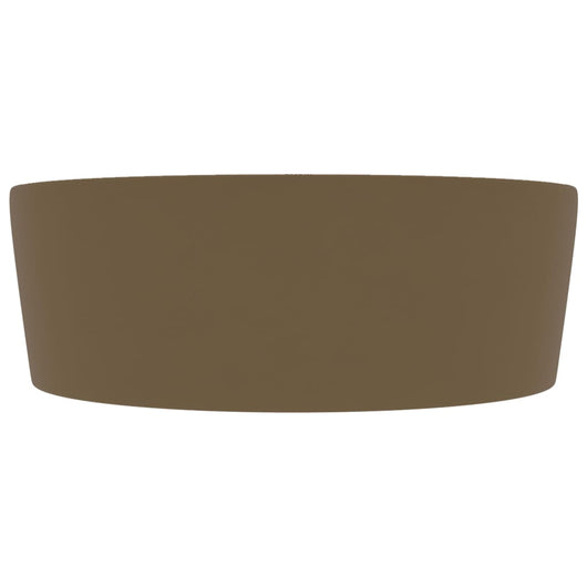 Lavabo di lusso con troppopieno da appoggio WC lavabo bagno stanza cosmetica casa 36 x 13 cm ceramica crema opaca 02_0002782