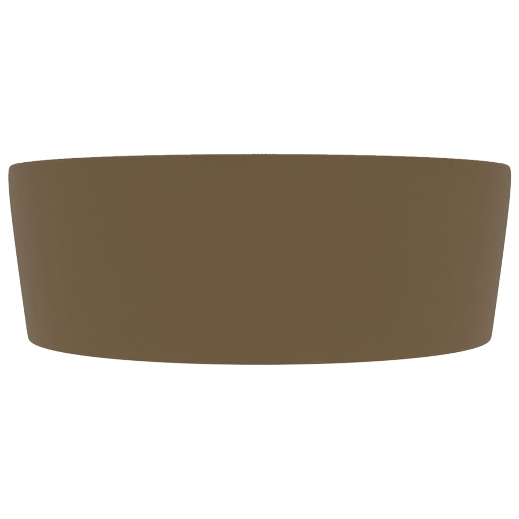 Lavabo di lusso con troppopieno da appoggio WC lavabo bagno stanza cosmetica casa 36 x 13 cm ceramica crema opaca 02_0002782