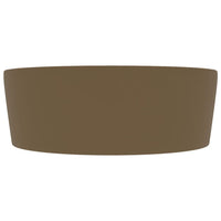 Lavabo di lusso con troppopieno da appoggio WC lavabo bagno stanza cosmetica casa 36 x 13 cm ceramica crema opaca 02_0002782