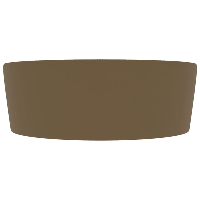 Lavabo di lusso con troppopieno da appoggio WC lavabo bagno stanza cosmetica casa 36 x 13 cm ceramica crema opaca 02_0002782