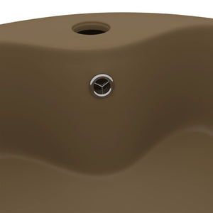 Lavabo di lusso con troppopieno da appoggio WC lavabo bagno stanza cosmetica casa 36 x 13 cm ceramica crema opaca 02_0002782