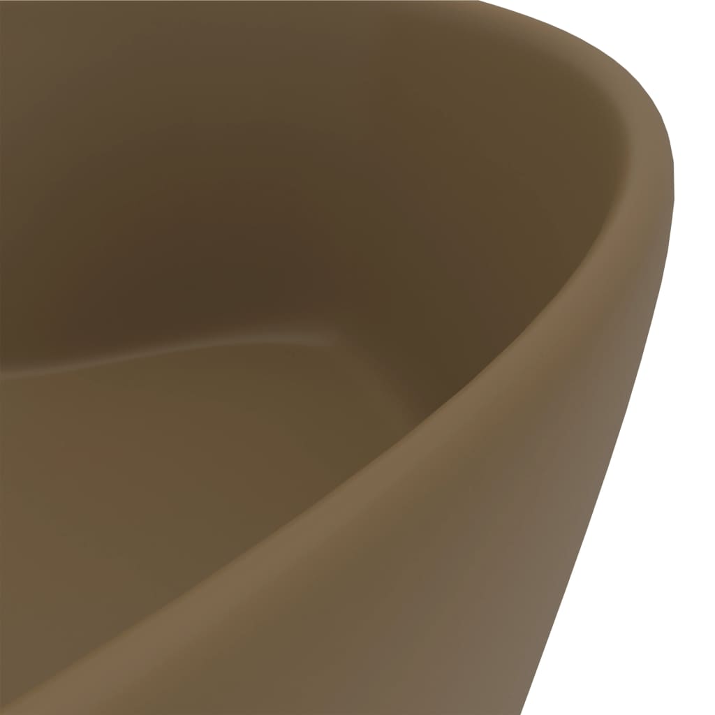 Lavabo di lusso con troppopieno da appoggio WC lavabo bagno stanza cosmetica casa 36 x 13 cm ceramica crema opaca 02_0002782