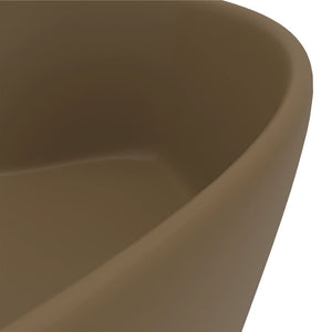 Lavabo di lusso con troppopieno da appoggio WC lavabo bagno stanza cosmetica casa 36 x 13 cm ceramica crema opaca 02_0002782